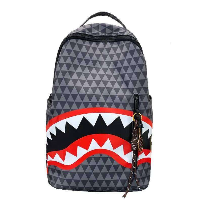 New Stylish Shark Graffiti Print Backpack for Teen Commutable Versatile Daily Fashion Campus Laptop Bag