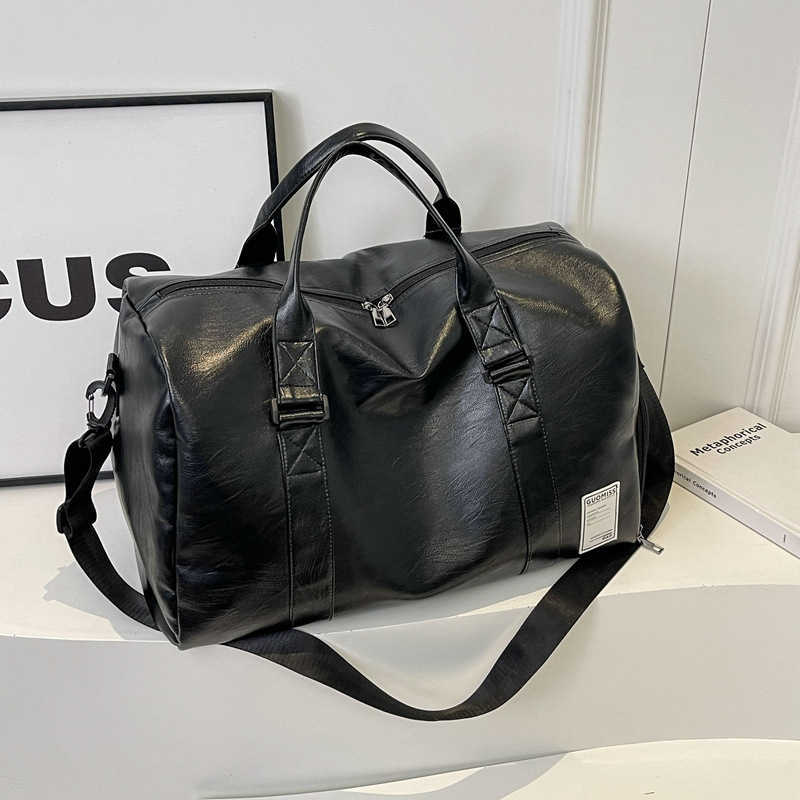 Handheld travel bag for men, high-end and large capacity sports and fitness bag, women's leather travel clothes, luggage bag for men