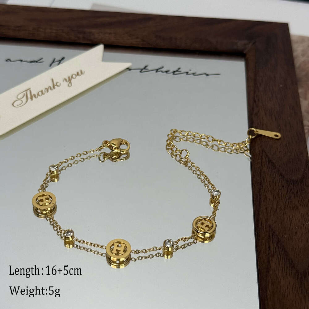 Fashionable High-End Electroplated Light Simple H Letter Clip Dia Versatile Non-Fading Bracelet
