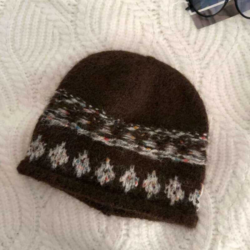 Beanie Designer Wool Jacquard Rolled Edge Fair Isle Knitted Hat for Women men Autumn Winter Warm Woolen