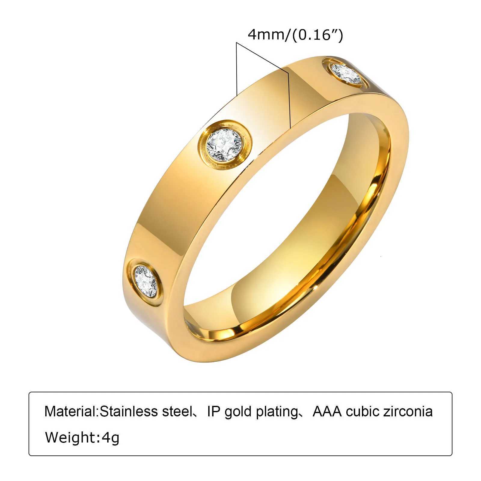 Dainty Cubic Zirconia Love Promise Rings For Women Gold Plated Stainless Steel Wedding Band Jewelry To Girls LoverW251017