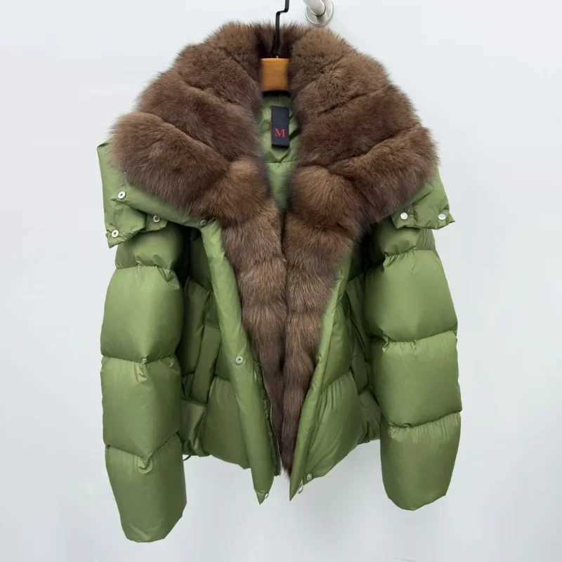 Winter new womens large furCollar thickened warm white Down coat y2k highquality fashionable detachable sleeveDown jacket W251016