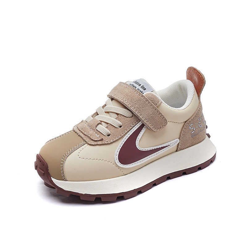 Genuine Leather Childrens Forrest Gump Shoes Girls Shoes 2023 New Autumn Winter Fleece Boys Sneakers Dad Shoes Cotton Shoes W251017