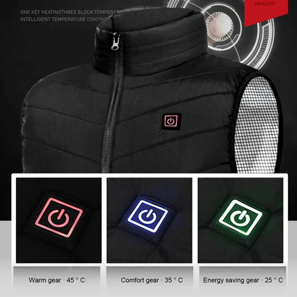 Unisex Electric Heated Vest with 9 Heating Areas Smart Heating Vest Windproof Washable with Zip USB Charging for Winter Sports Hiking H251017