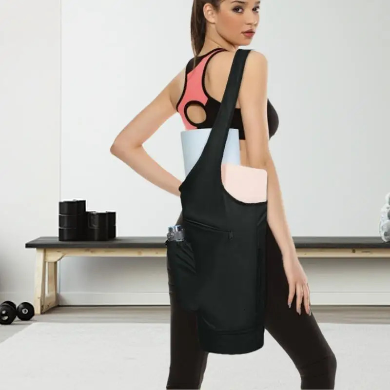Yoga Bag For Mat Nylon Black Comfortable Yoga Mat Adjustable Shoulder Strap Large Capacity Storage Pouch For Yoga Mats 251016