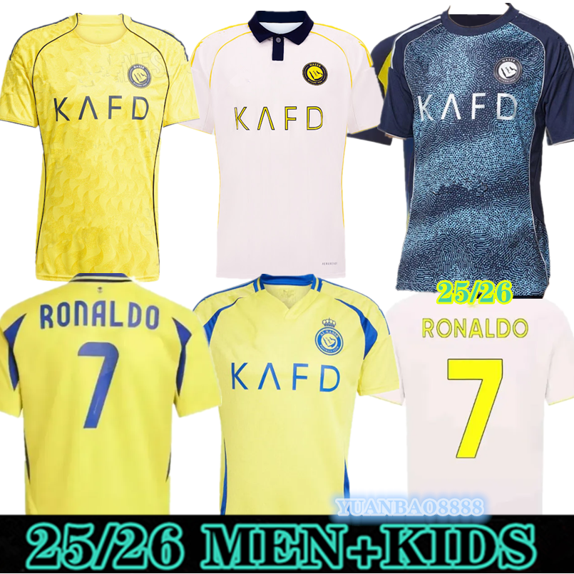 New 24 25 26 Al Nassr FC soccer Jerseys Ronaldo MANE Men Kids Kit uniform Home boys Football shiirt T AlNassr away third fourth MARTINEZ GHAREEB Saudi Arabia