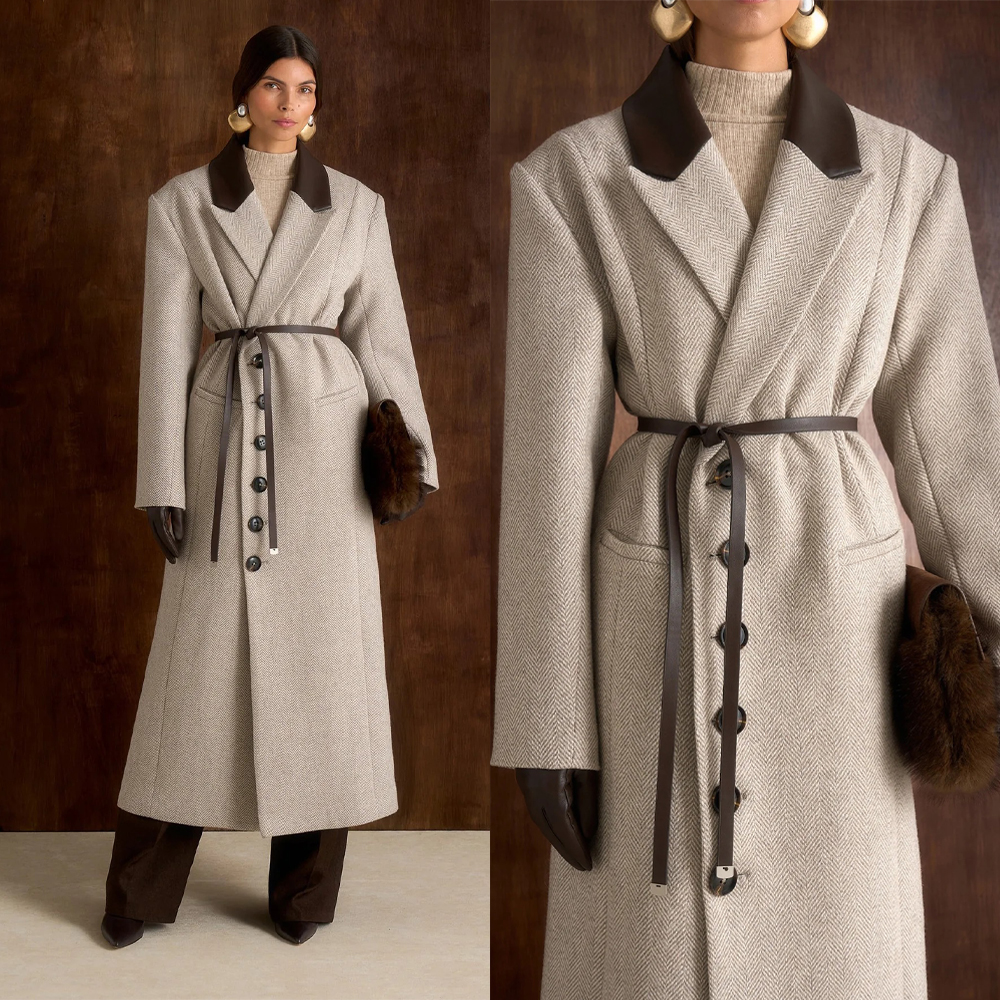 Women Soft Tweed Long Coat Customized Business Blazer Coat For Lady Evening Party Prom Warm Wear One Piece