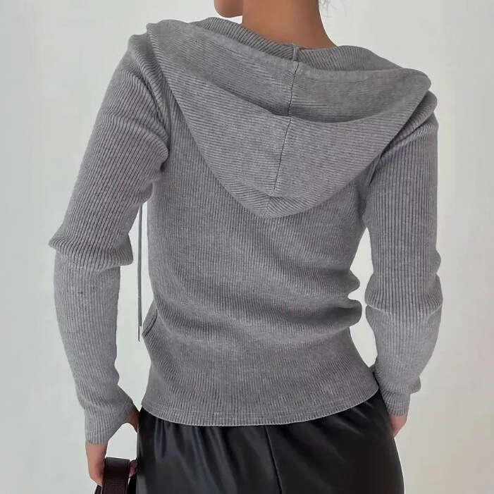 Autumn And Winter Trendy Clothing Elegant Slim Fit Zipper Hooded Jacket Fashion Casual Women's Top B5