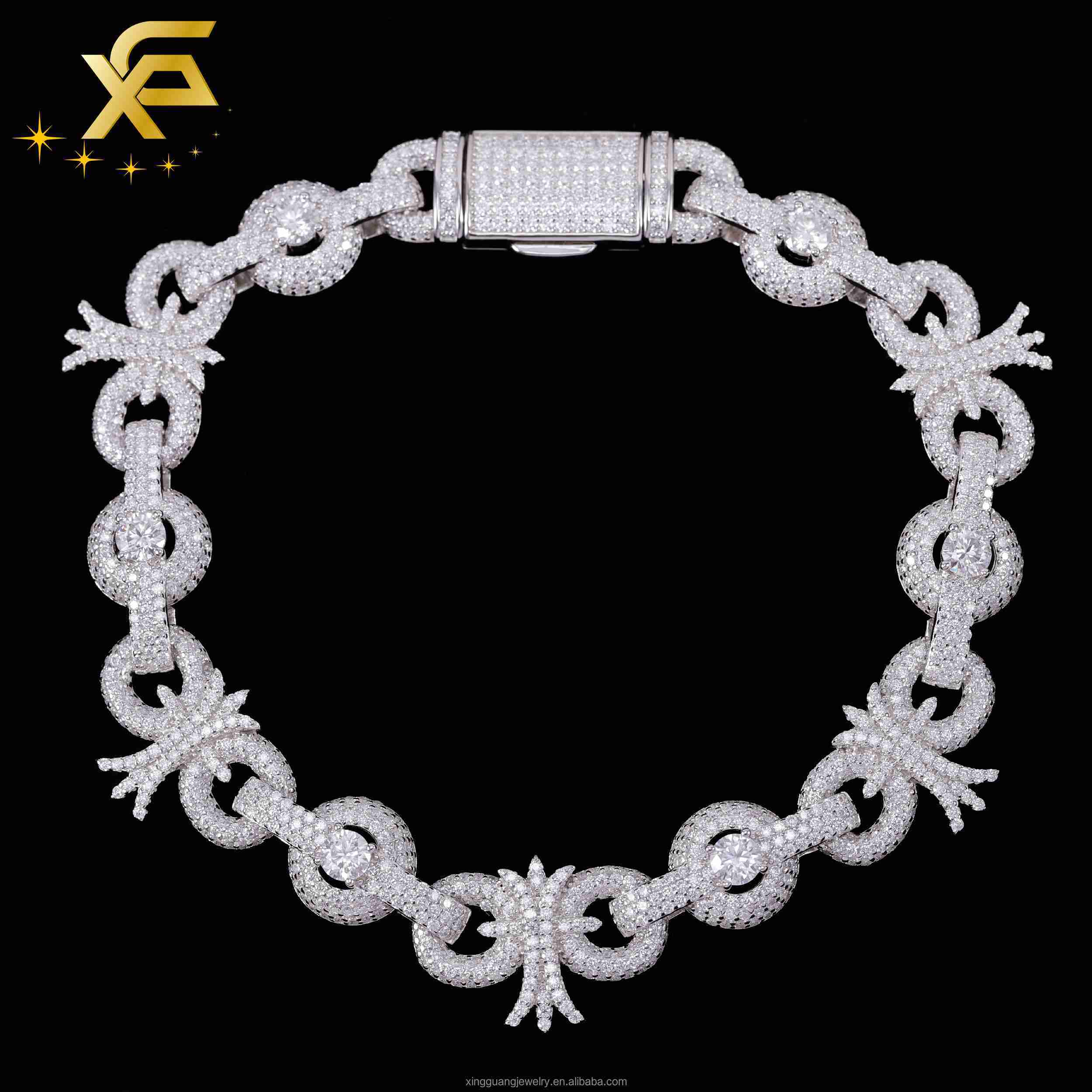 15mm Fashion Jewelry Cuban Cross Bracelet S925 Silver D Color VVS Moissanite Hiphop for Women Girl Moissanite Bracelet
