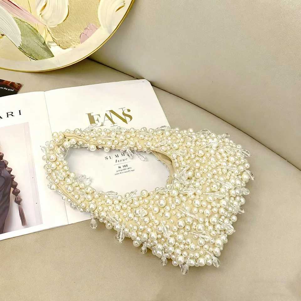 High Quality Pearl Beaded Handmade Women Handbag Fashion Evening Bag Wedding Party Clutch Purse Beads Beading Woven Shoulder Bag Z251017