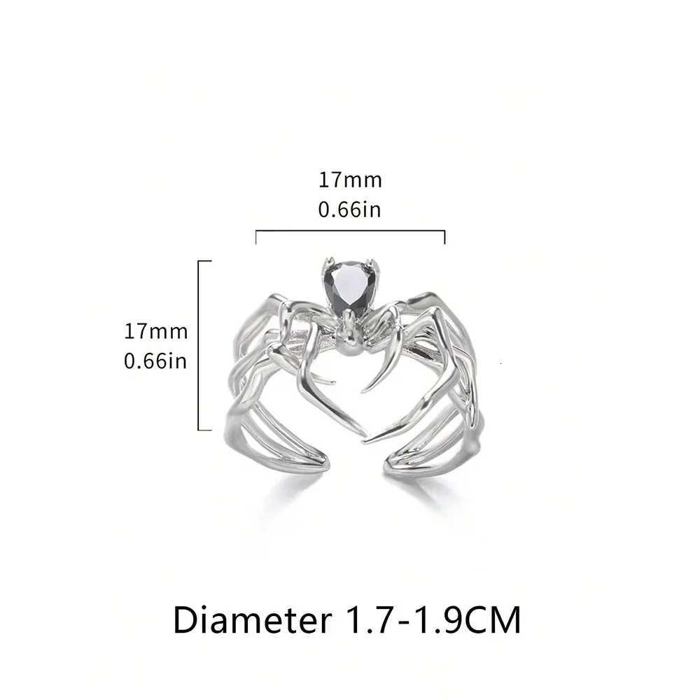 Punk Spider Rings for Women Silver Color Dark Retro Black Gem Spider Ring HipHop Halloween Jewelry Accessories Z251017