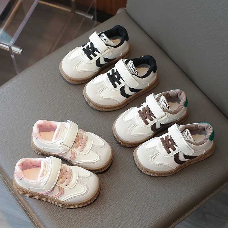 Super Childrens Flat Casual Shoes Students Shallow Stripes Girls Sneakers Leather Kids Shoes for Boys Patchwork Footwear H07221T251017