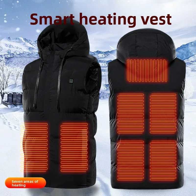 Heatable Graphene Vest Winter USB Heating Mens Womens Casual Style Hooded Smart Temperature Control Warm 7 Zones Vest H251017
