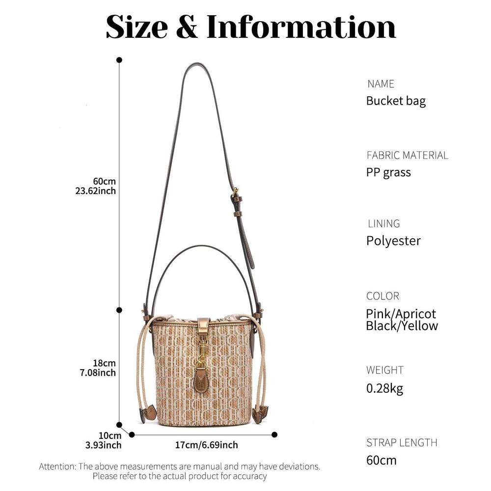 CH Summer New PP Grass Woven Handbag Holiday Phone Women's Shoulder Bag