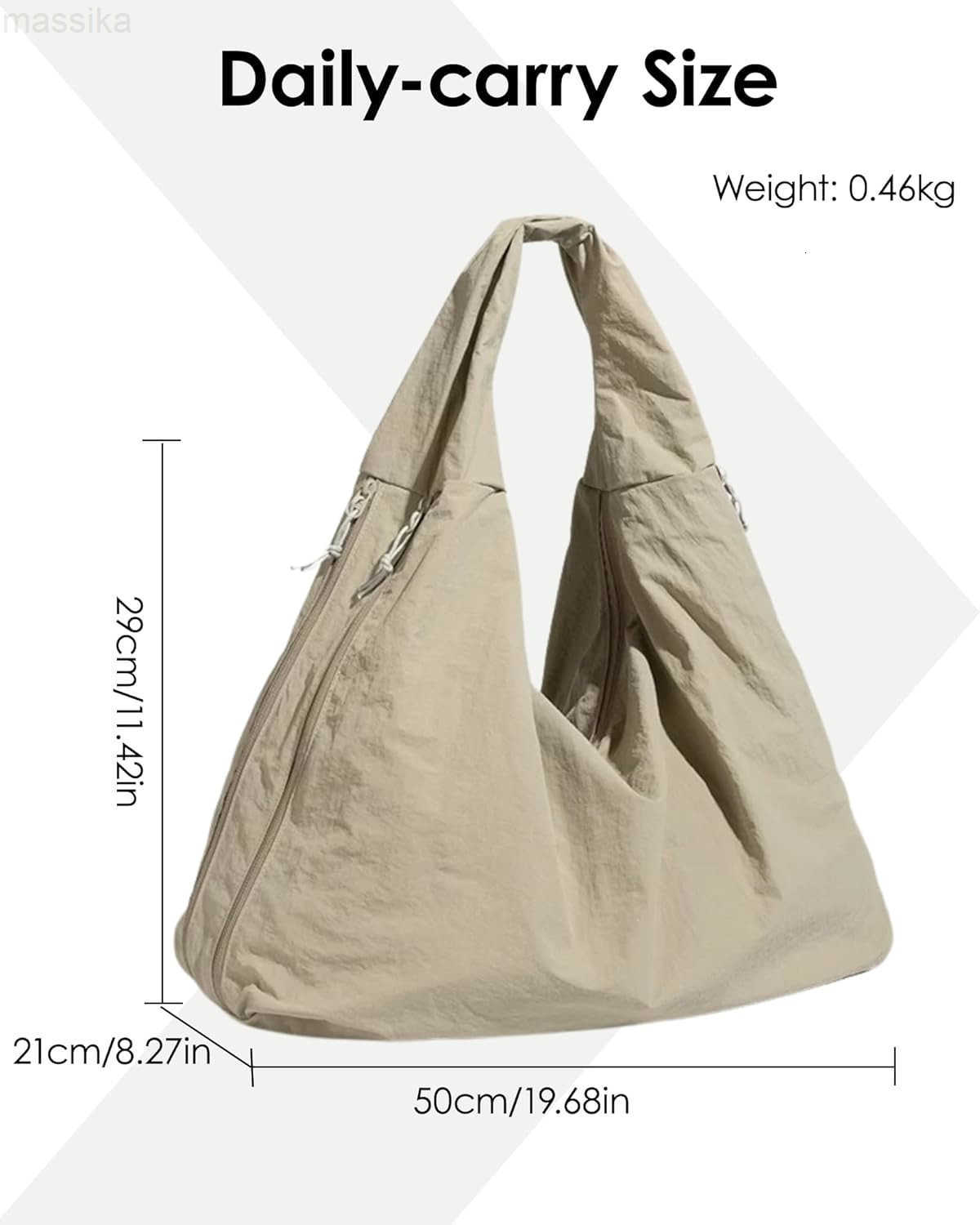 Tote Bag Slouchy Hobo Bag for Women Nylon Handbag Solid Color Draped Shoulder Bag Large Underarm Purse M251017
