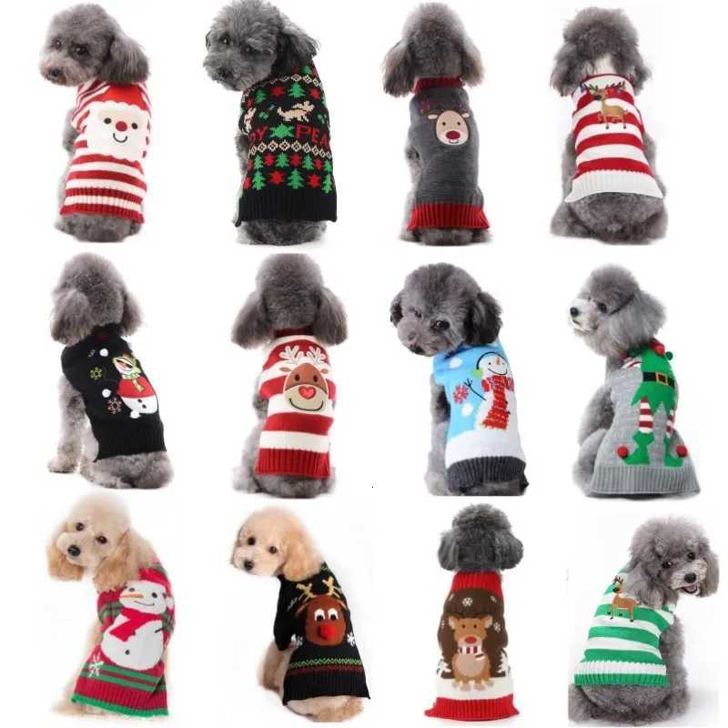 Christmas Warm Clothes for Dogs Small Medium Large Dog Winter Sweater Pet Clothing Knitted Coat Cartoon Striped Big Dog ClothesW251017