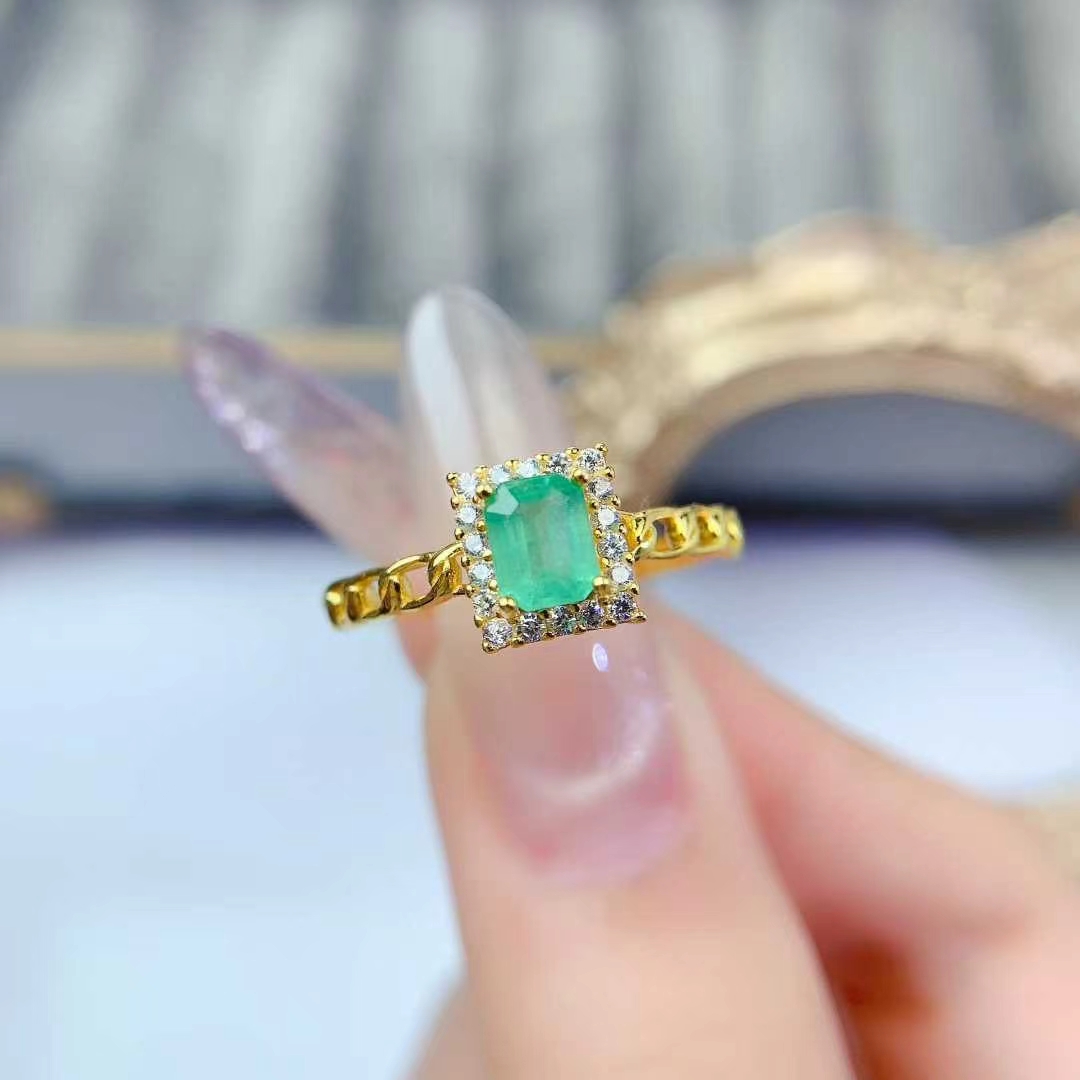 Colombian emerald ring for engagement 4mm*5mm natural emerald jewelry with certificate birthday gift for women