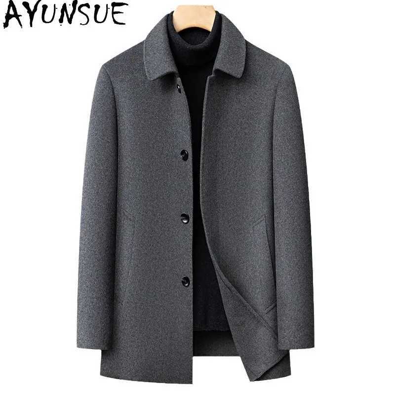 AYUNSUE 70 Natural Woolen Coat for Men Clothing Goose Down Liner Jackets for Men Clothing TurnDown Collar J251017
