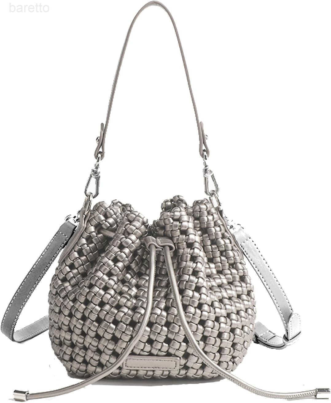 Fashion Hollow Bucket Tote Bag For Women Crossbody Female Handbag Woven Silk bag Leisure Leather Shoulder Bag Z251017