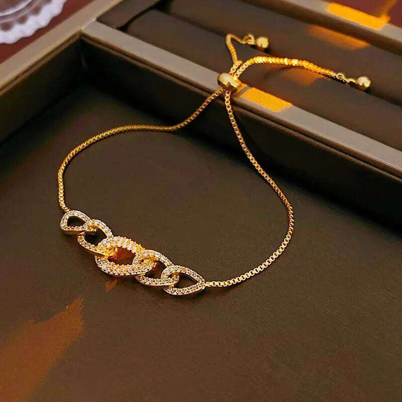 Rhinestone Pull Out Bracelets New For Women Korean Temperament Delicate Fashion Bracelet Advanced Versatile Hand Jewelry