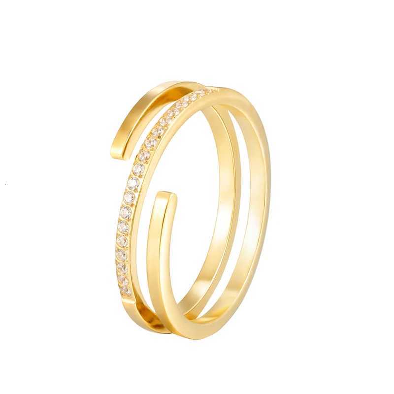 Crossover Of Double Layers Shape Cnc Microset Zircon Ring For Women Jewelry Stainless Steel Wedding Ring Wholesale Lots Z251017