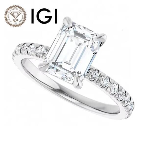 IGI Certified Fine Jewelry Ring DVS1 1ct Emerald Cut Lab Grown Diamond Customizable Womens Wedding Ring Gift Proposal Ring