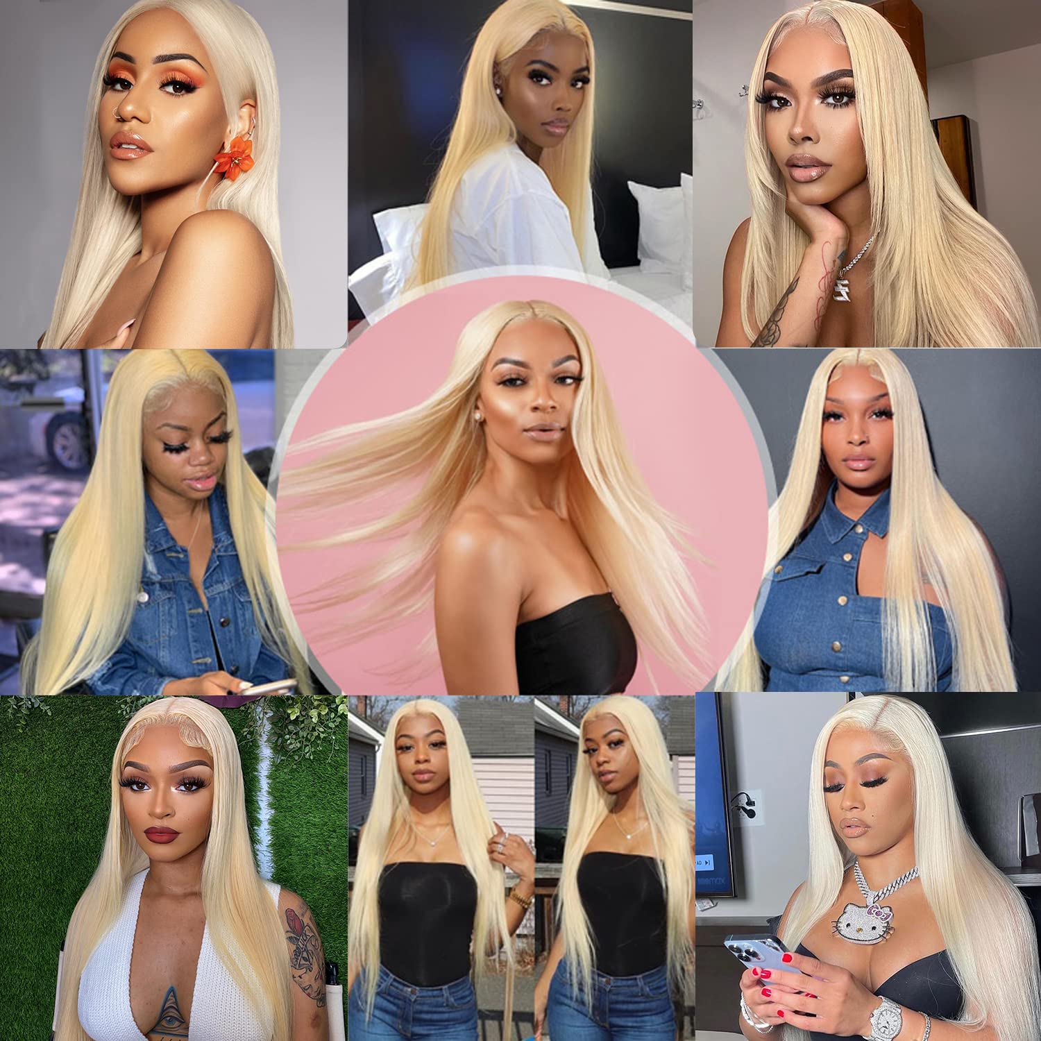 613 Blonde Straight 13x4 Lace Front Wig Human Hair Pre Plucked Bleached Knots Full Lace Frontal for Women