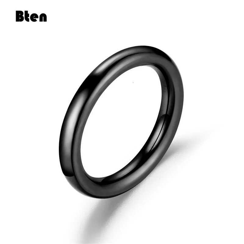 Bten 3mm Thin Rings Female Jewelry Man Black Silver Color Gold Color Stainless Steel Elegant Party Tail Smooth Ring for WomenW251017