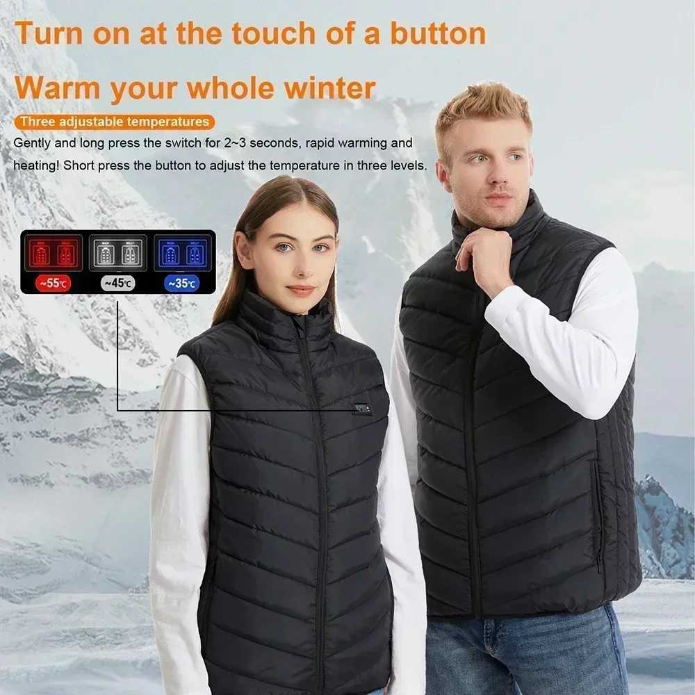 21 Zone Heating Vest Jacket Men USB Smart Switch Electric Heating Sleeveless Jacket Winter Warm Clothes Women Thick Padded Vest H251017