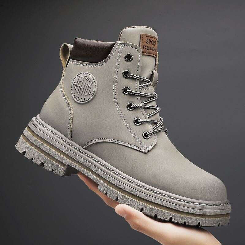 Outdoor Autumn Fashion Couple High Top Lace-Up Big Yellow Platform Casual Retro Biker Boots