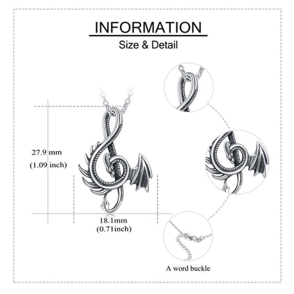 2025 New Jewelry Alloy Musical Note Necklace THE DRAGON Dragon Pendant Hot Sale