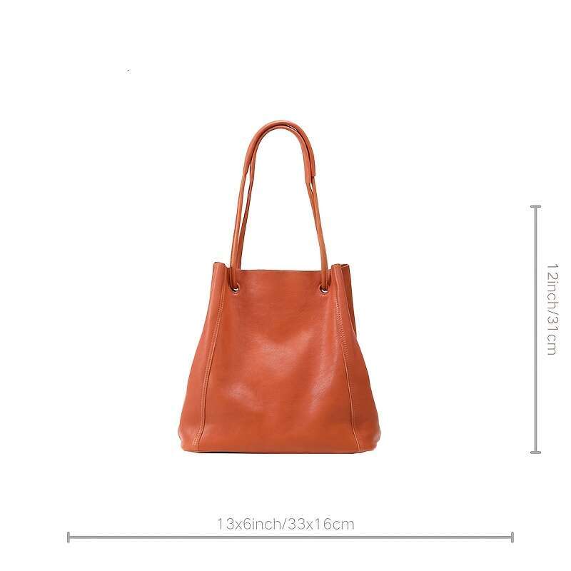 Genuine Leather Bucket Bag Adjustable Shoulder Strap, Spacious Built-In Detachable Mini Pocket, Exquisite Stitching, 3 Colors Available - Multifunctio