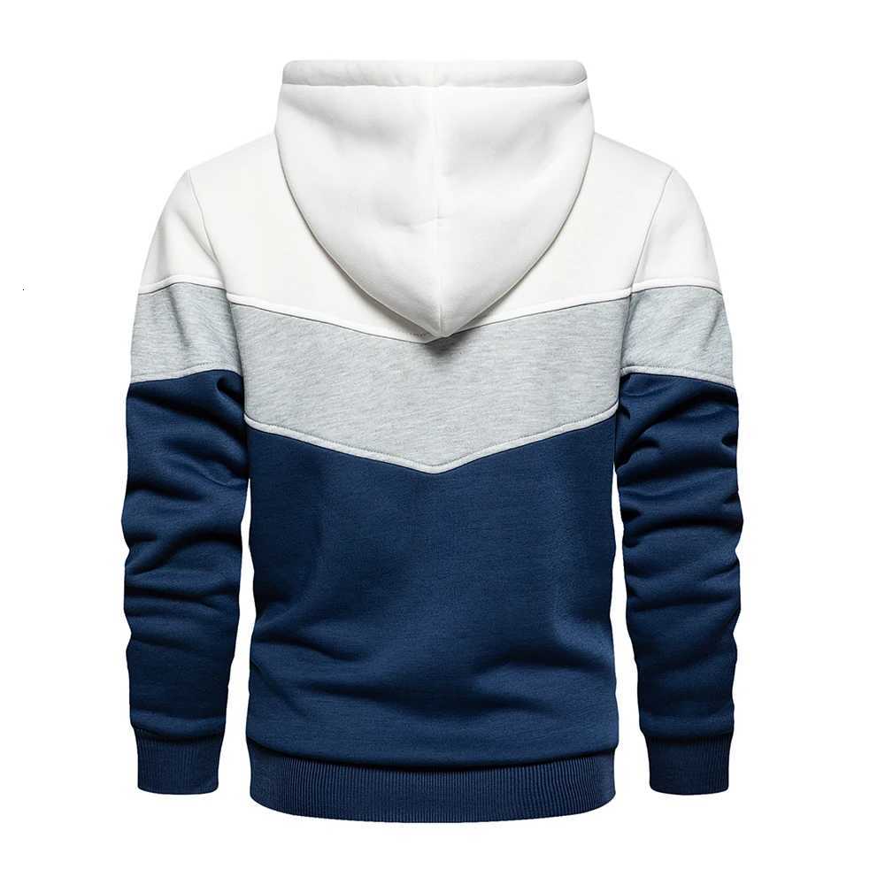 Mens Patchwork Hooded Sweatshirt Hoodies Clothing Casual Loose Fleece Warm Streetwear Male Fashion Autumn Winter Sports Outwear Z251017