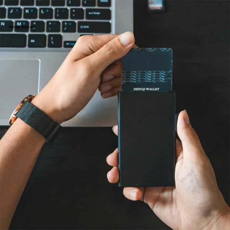 Rfid Credit Card Holder Smart Wallets Men ID Bank Cardholder Case Metal Thin Slim Pop Up Aluminium Minimalist Wallet Luxury GiftW251017
