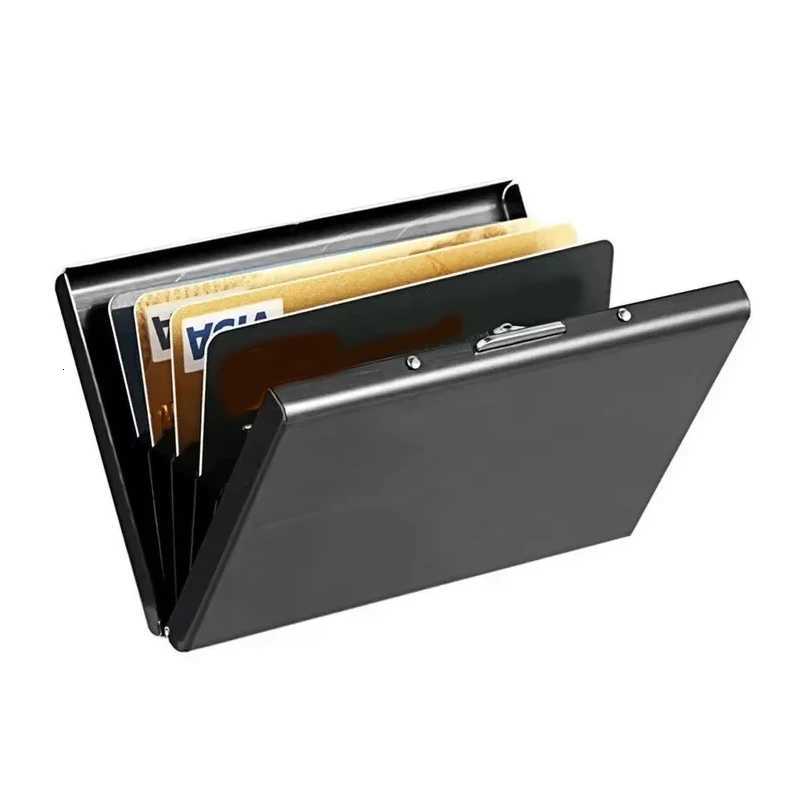 AntiScan RFID 6 Cards Large capacity Aluminum Metal Credit Card Holder Slim Blocking Wallet Case Business Card Protection HoldW251017