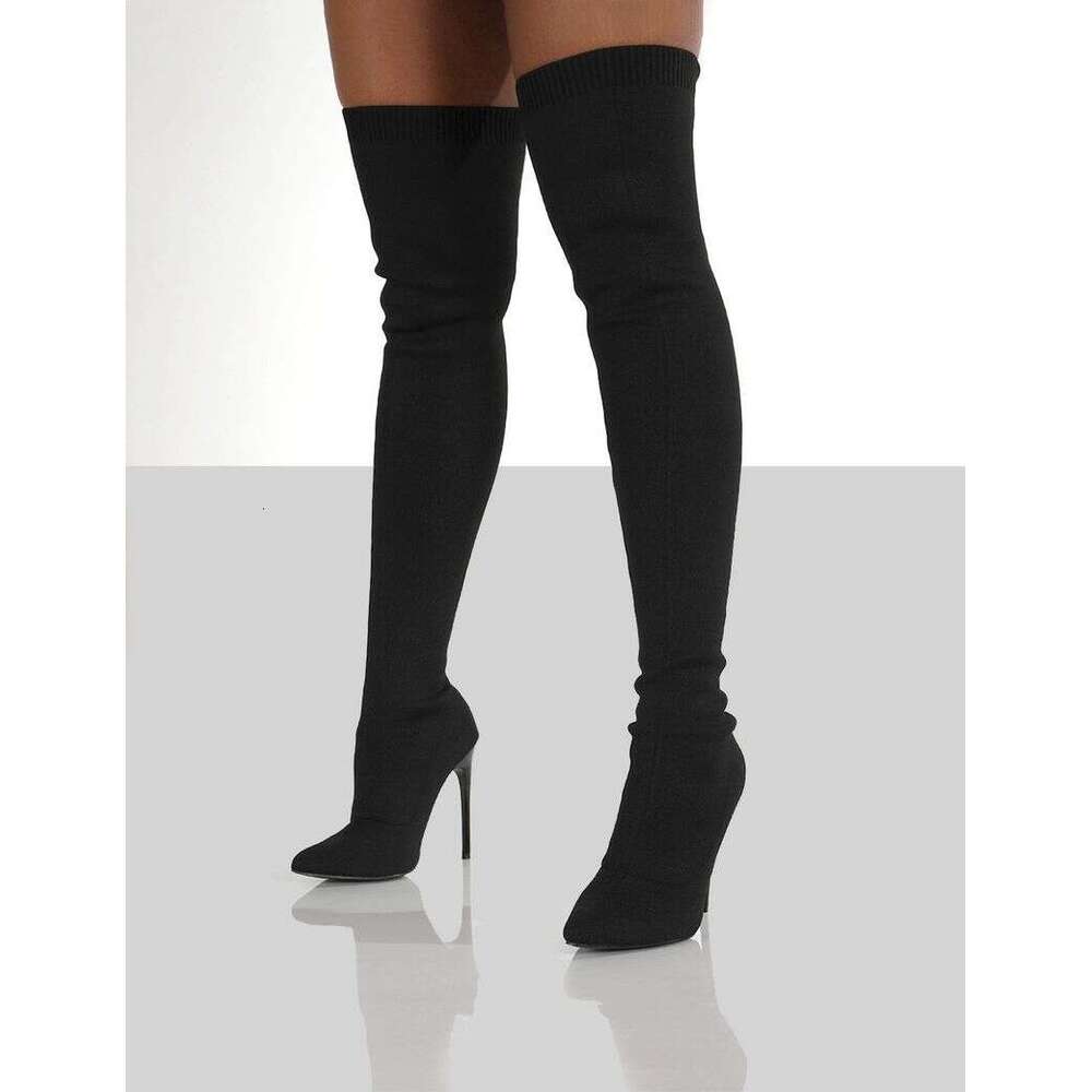 Large Size Knitted Sexy Stilettos New Ins Over-The-Knee Socks Boots