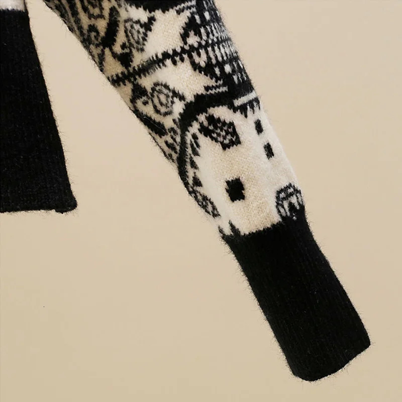 Geometric Knitted Soft Diamonds Beading Vintage ONeck Womens Sweater Korean Fashion Jumpers Female Short Pullovers Chic Tops 251013