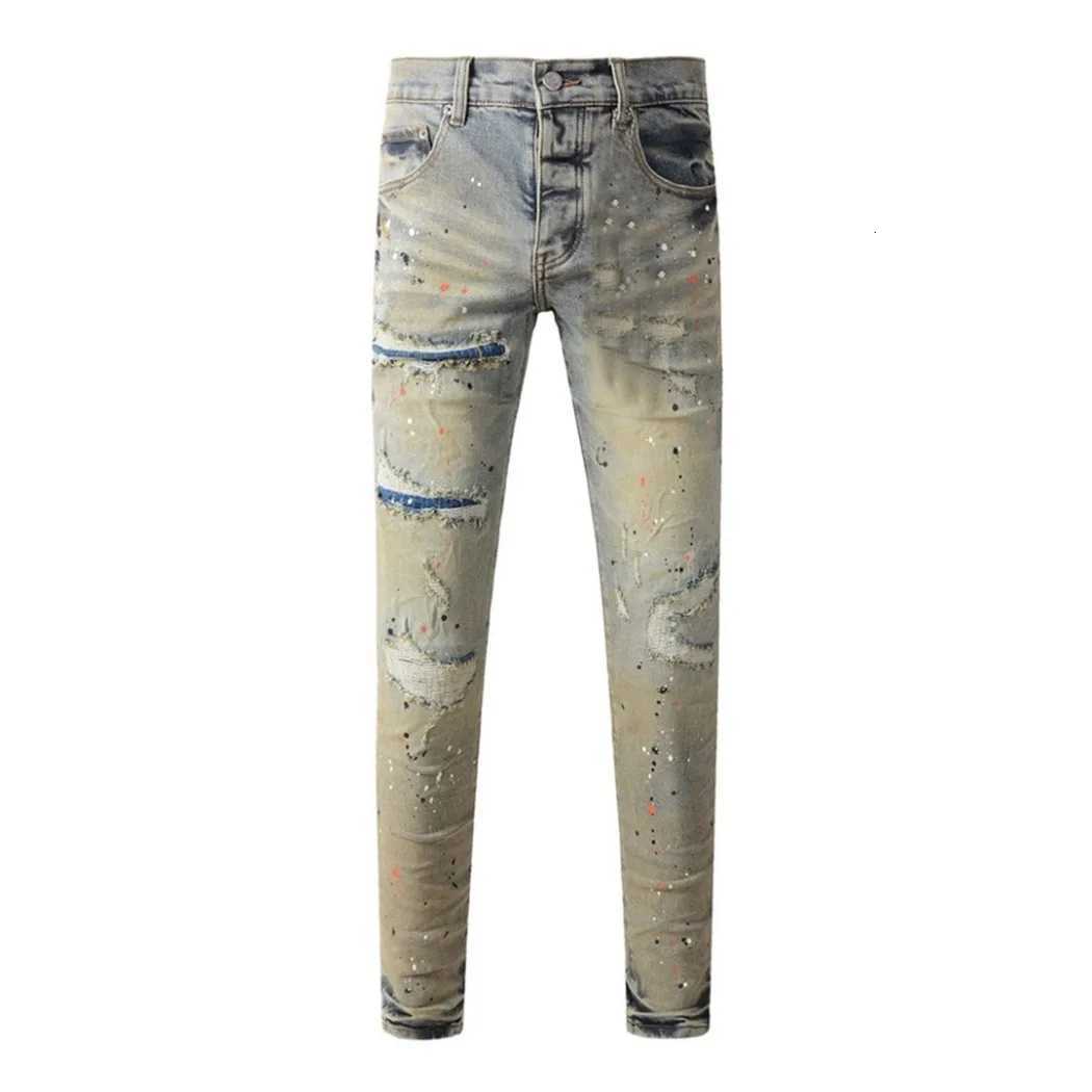 Streetwear Distressed Mens Jeans Vintage Low Rise Stretch Skinny Button Fly Ripped Hold Fashion 1s Pants1 Y251105