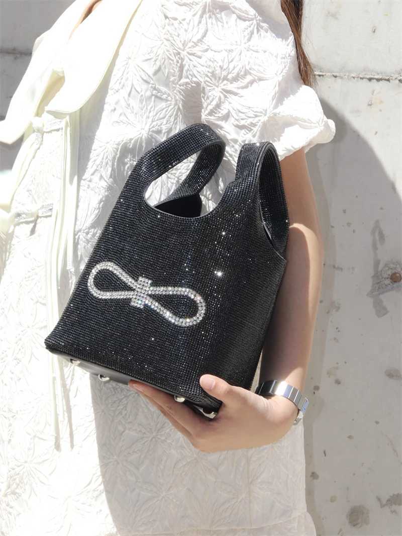 Womens Handbag Glitter Bow Knot Bucket Bag Bling Shiny Rhinestones Diamond Evening Bag Wedding Party Clutch Purse Shoulder Bag Z251017