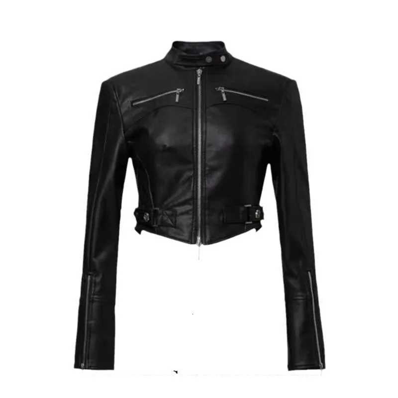 Black PU Leather Jacket For Women 2025 New Street Vibe Motorcycle Jackets Top Ladies Leather Coat Fashion Artificial LeatherT251017