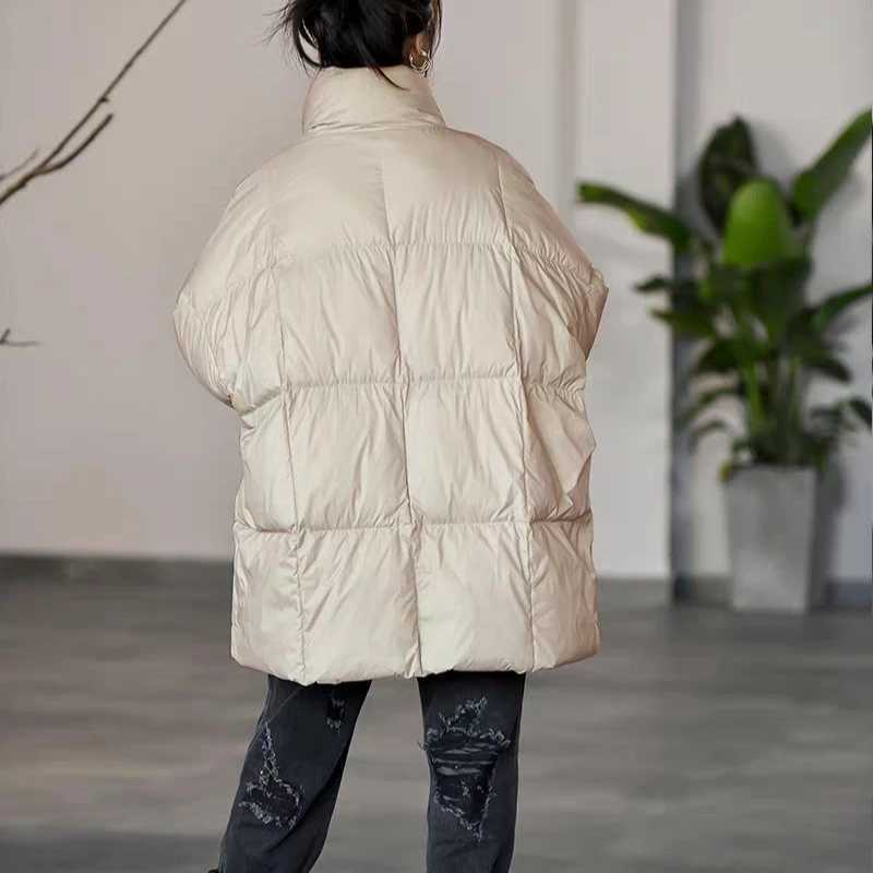 Womens Autumn Winter Top Coat Down Jacket White Duck Down Bread Jacket Large Comfortable Loose Casual Niche Versatile Skinny W251016