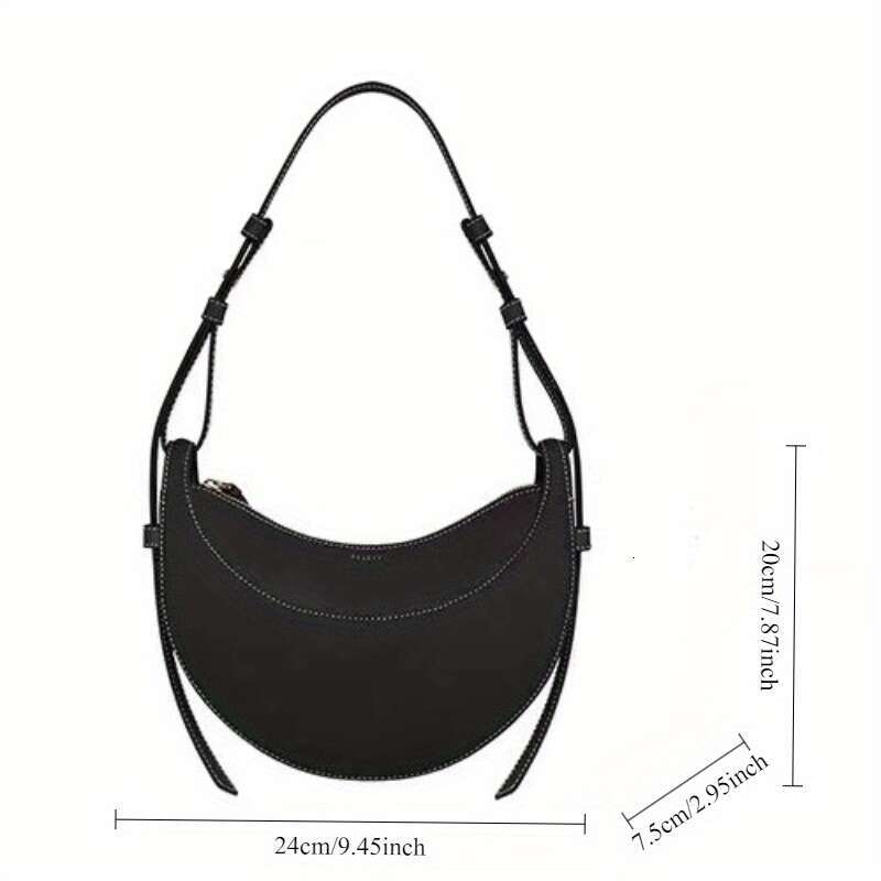 Christmas Birthday Mother's Day Gift Date Business Trip Party Easy To Carry - Hong Kong Niche Design Two-Layer Leather Crescent 2025 New High-End