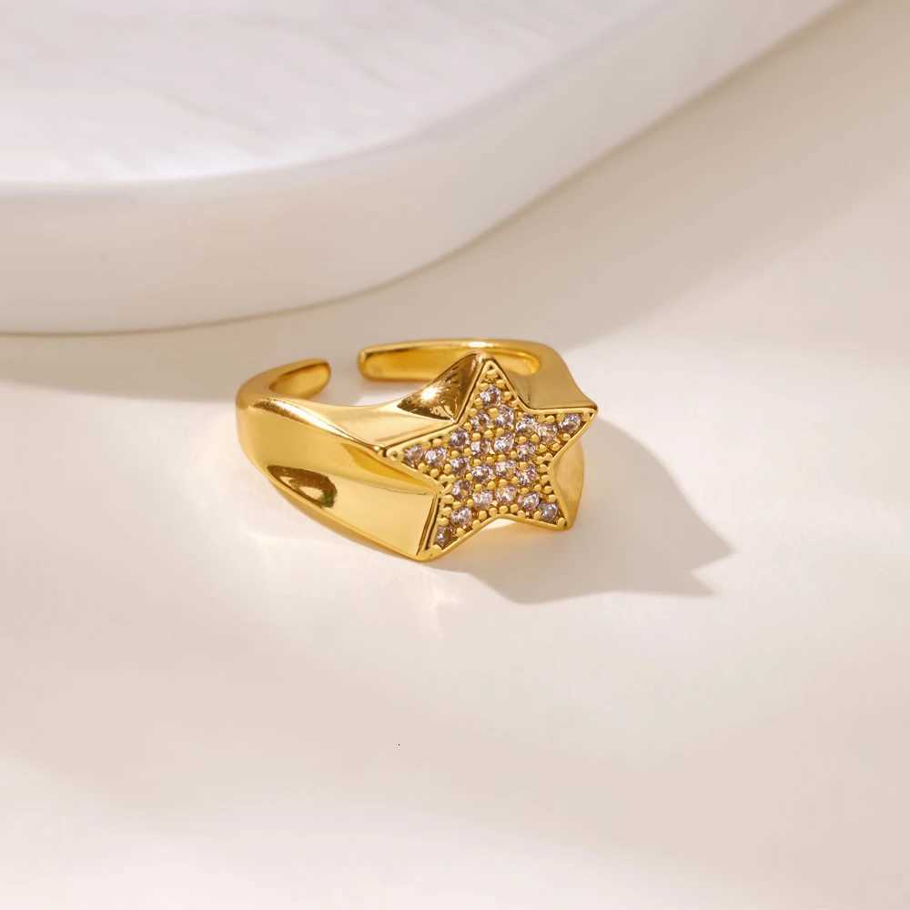 316L Gold Plated Stainless Steel Zircon Rings For Women Chain Geometry Finger Ring Jewelry Gift anillos mujer 2025 New TrendyW251017