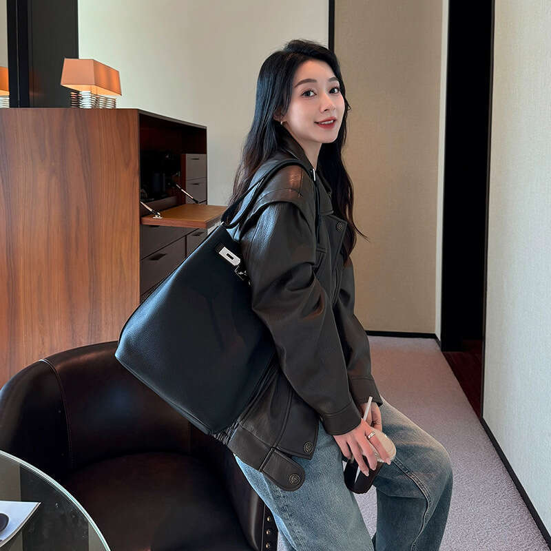 Togo Top Layer Cowhide Bucket Genuine Leather Women New Niche Design Trendy Shoulder Crossbody Bag High Quality