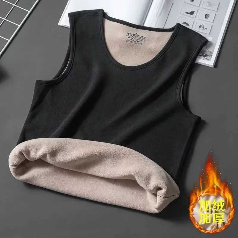 Mens Heat Vest Solid Base Thick Slim Comfortable Thermal Shirt Sleeveless Round Neck Velvet Thickening Thermal Underwear XL4XL H251017