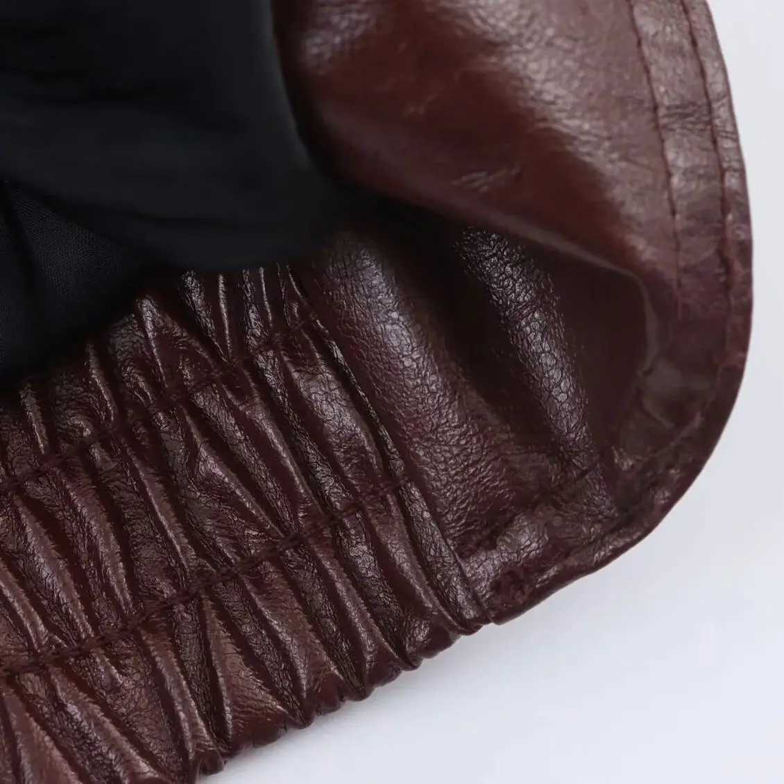 2025 WOMAN Fashion European and American Style Autumn New Faux Leather Jacket Chic Asymmetrical Placket Coat Outerwear MujerT251017