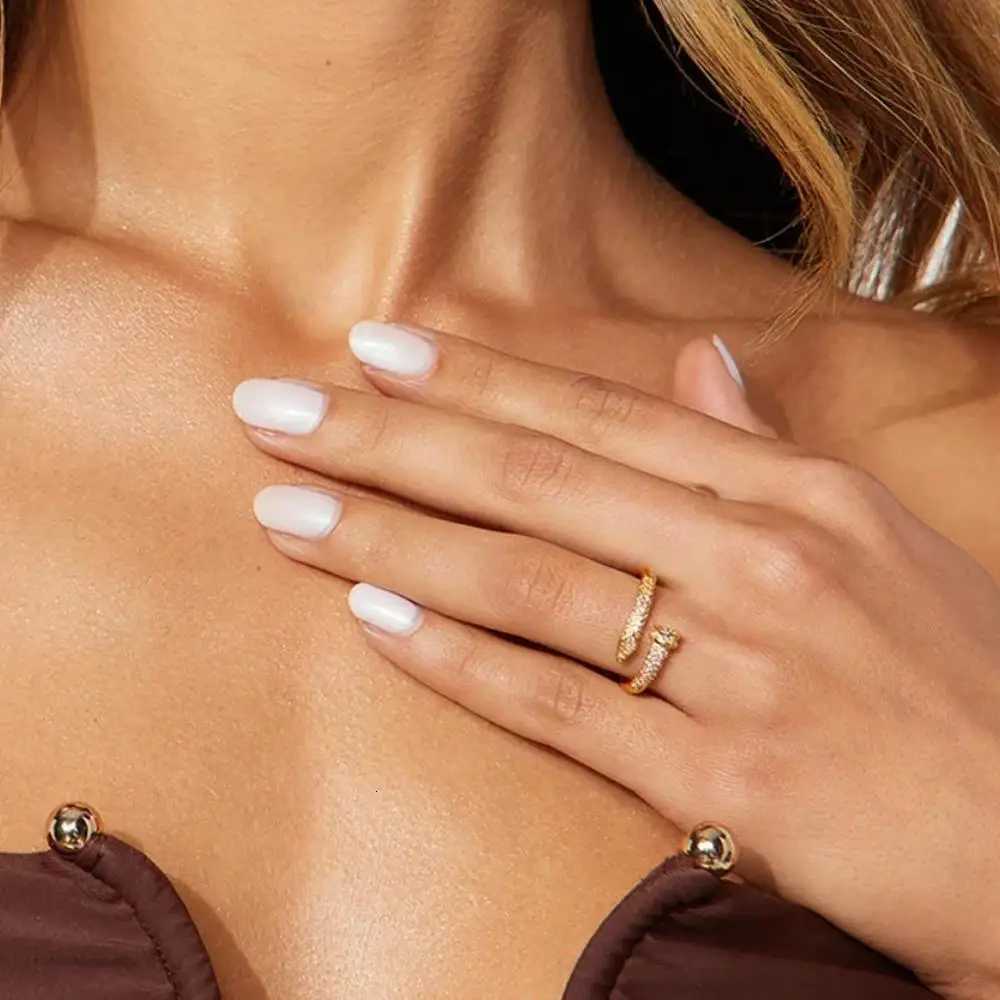 Women Adjustable Nail Ring Korean Fashion Punk Cubic Zirconia Ring Daily Simple Jewelry Z251017