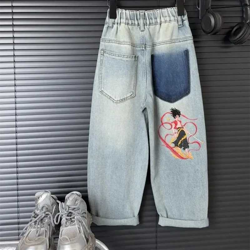 Jeans For Boys For Spring Autumn 2025 New Fashion Nezha Print Elastic Waist Teenagers Clothing Cowboy Pants High Quaity 110160T251017
