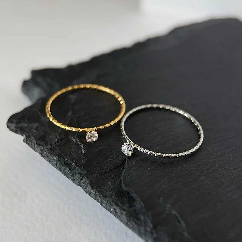 4mm Single CZ Stainless Steel Thin Faceted Ring Wedding Band for Women Girl Size 510W251017