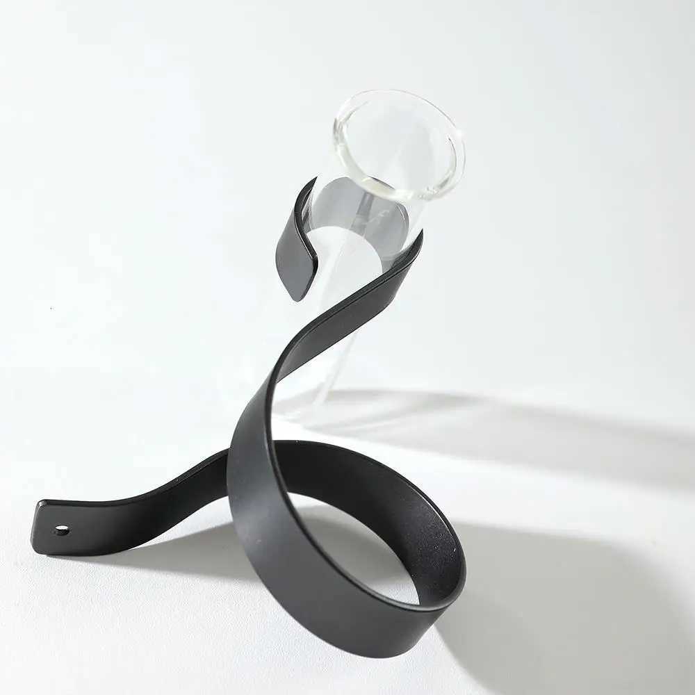 Unique Shape Suspended Desktop Ornament Hydroponic Plant Glass Vase Oblique Creative Iron Transparent Flower Vases Home Decor C251017
